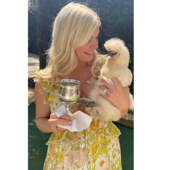 Aakaa Long Floral Dress with Dramatic Ruffle and Bow Back Maxi Length Size Small - Picture 8 of 16